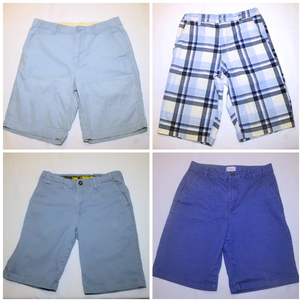 Boys Size 16 BTS Blue Short Lot of 4 Adj Waist Cotton Blend GAP Kids Lee OldNavy